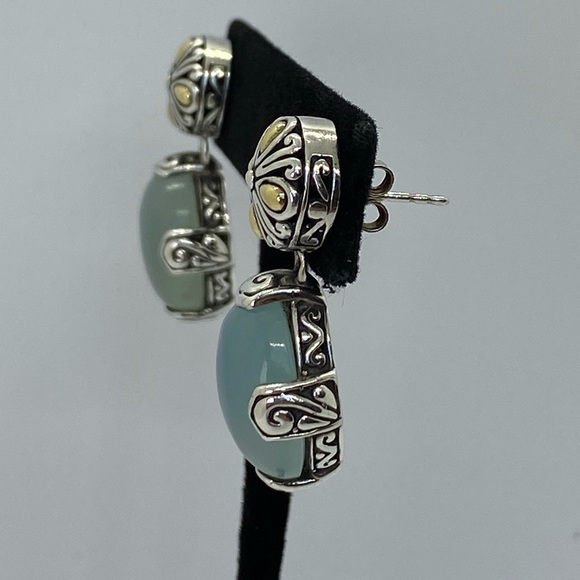 Samuel B. ✨ 18kt & 925 chalcedony dangle earrings - Picture 2 of 8